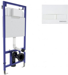 Инсталляция  для подвесногоунитаза  L1 с белой кнопкой смыва, ZZ Berges Novum 040211