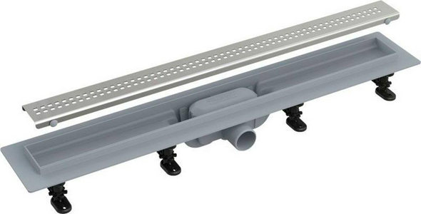 Универсальный водоотводящий желоб 550 мм APZ9-550 мм, с решеткой из нержав.стали AlcaPlast Simple APZ9-550M