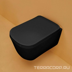 Унитаз подвесной 54х35см, безободковый, БЕЗ сиденья, крепёж арт.WB9N в компл., (цв.черный матовый),  ZZ Kerasan Tribeca 511431