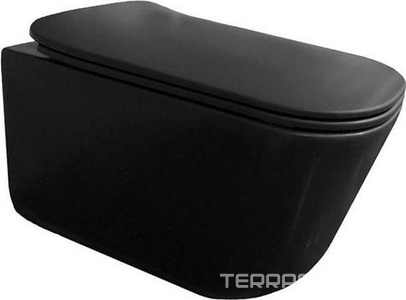 Унитаз подвесной 54х35см, безободковый, БЕЗ сиденья, крепёж арт.WB9N в компл., (цв.черный матовый),  ZZ Kerasan Tribeca 511431