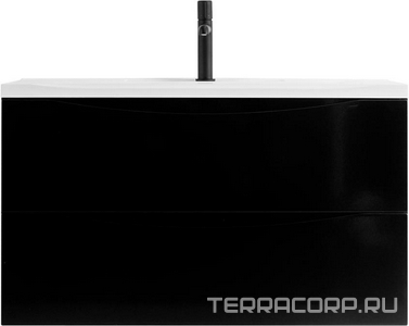 База под раковину подвесная с 2 выкатными ящиками, 800х450x530мм, (без раковины), (цв.Nero Lucido),  ZZ BelBagno Marino MARINO-800-2C-SO-NL-P