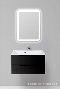 База под раковину подвесная с 2 выкатными ящиками, 800х450x530мм, (без раковины), (цв.Nero Lucido),  ZZ BelBagno Marino MARINO-800-2C-SO-NL-P