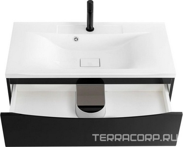 База под раковину подвесная с 2 выкатными ящиками, 800х450x530мм, (без раковины), (цв.Nero Lucido),  ZZ BelBagno Marino MARINO-800-2C-SO-NL-P