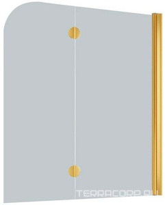 Шторка на ванну 120*140 см,   правая, профиль золото, стекло прозрачное  QuickNano ZZ Vegas Glass E2V E2V 120 09 01