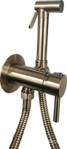 Смеситель совмещён. с гигиеническим душем, (готовый комплект: лейка металл,шланг металл120см.,скрытая часть), (цв.steel looking),  ZZ Paffoni Tweet Round Mix ZDUP110ST