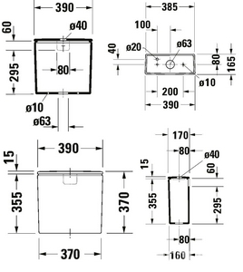 Бачок д/унитаза, кнопка хром, механизм смыва 3/6л, подв.воды снизу слева,  ZZ Duravit DuraStyle 093510 00 05