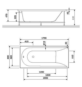 Ванна акриловая 180х80 см (без каркаса, панели и сифона),  AMPM Spirit W72A-180-080W-A2