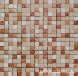 Мозаика Мастера Керамики Glass Мозаика 2202 микс белый матовый колотый-молочный матовый-бежевый риф.верх-бежевый риф.верх 15х15 ZZ30х30 Комбинированный 