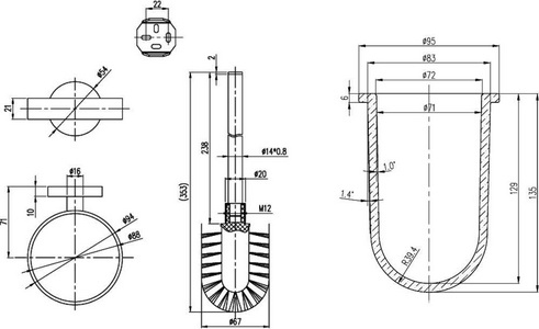 Ерш настенный, (цв.хром/матовое стекло),  ZZ Villeroy & Boch Tender TVA15101600061