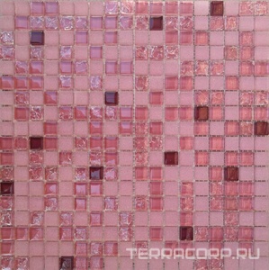 Мозаика Мастера Керамики Glass Мозаика 2084 микс розовы-розовый матовый-розовый колотый-красно-коричневый чип 15х15  ZZ30х30 Комбинированный 