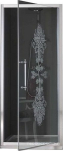 Дверь для душа, в нишу или для боковой стенки, 100(96-102)хh200см, правая/левая, (стекло матовое с прозр. декором, профиль цв.хром),  ZZ Samo Villa Borchese B7306 ULU R6