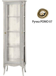 Витрина со стеклянной дверцей 50хh160х38см, петли слева, (цв. Decape Bianco/oro, фурнит. Бронза, ручка Pomo 07 ), VETRINA 8 ZZ Gaia Vetrina 8 VETRINA8DE/ Bianco/oro (ручка Pomo 07)