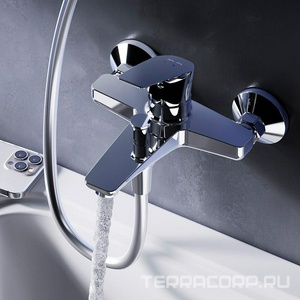 Смеситель для ванны/душа  излив 175мм, БЕЗ аксессуаров, цв.хром AMPM Gem F90A10000