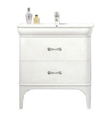 База под раковину 800x480x850мм напольная с двумя выкатными ящиками, цв.белый глянец, ручки цв.хром,  ZZ BelBagno Prado PRADO-800-2C-PIA-BL ручки хром