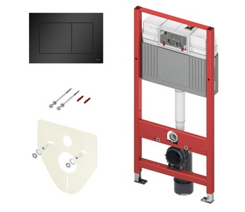 Комплект для установки подвесного унитаза, (застенный модуль, крепёж, прокладка звукоизол., панель 2-го смыва  пластик цв.ЧЁРНЫЙ ГЛЯНЕЦ),TECEZZ Tece TECEnow K440403