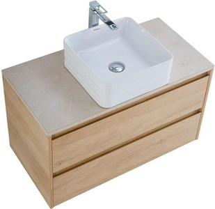База под раковину подвесная с двумя выкатными ящиками, 1010х460хh515мм,без раковины, (цв.Rovere Nebrasca Naturtre),  ZZ BelBagno Kraft KRAFT-1000-2C-SO-RNN