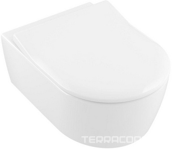 Унитаз подвесной 370х560мм, сиденье с микролифтом, крепёж в компл., (цв. R1 white cer+),  ZZ Villeroy & Boch Avento 5656RSR1