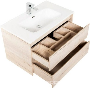 База под раковину подвесная с двумя выкатными ящиками, 1010х460хh515мм, без раковины, (цв.Rovere Galifax Bianco),  BelBagno Kraft KRAFT-1000-2C-SO-RGB