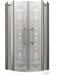 Душевое ограждение, 1/4 круга, R550, 1000х1000хh1950мм, 2 расп.двери с 2 неподв.сегм., (профиль цв. хром, стекло 6мм прозр.с матов.рис), Malme ZZ