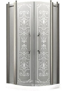 Душевое ограждение, 1/4 круга, R550, 1000х1000хh1950мм, 2 расп.двери с 2 неподв.сегм., (профиль цв. хром, стекло 6мм прозр.с матов.рис),  ZZ Romance Collection Malme ML.R1.100.TGFP CR КЛАССИКА