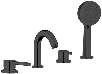 Смеситель для ванны, встраиваемый в борт на 4 отв., с душ.гарнитуром, (цв.черный матовый),  ZZ Webert Elio EL850701560