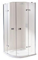 Дверь двустворчатая распашная с неподв.сегм. 900х900хh2000мм, R 500, проф/.хром, стекло 8/6mm, прозр Anti-Plaque, Huppe En/Eleg 1/4 круга ZZ