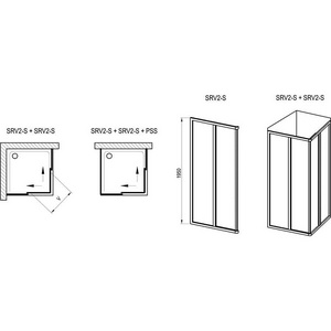 Душевой уголок  - 100 с угловым входом, профиль белый, полистирол  - Pearl, без поддона (1 шт.) ZZ Ravak SRV2-S 14VA010211