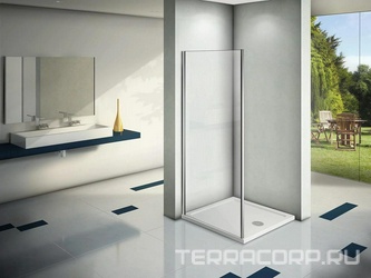 Боковая часть 100 см. для душевого Г-образного ограждения "Пандора",  проф.хром, прозрачн.стекло XX