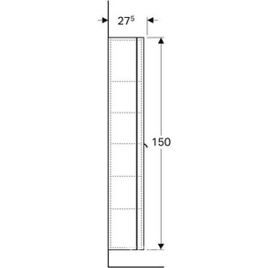Шкаф пенал высокий подвесн. 400хh1500х250мм, правый/левый, 4 стекл.,1 встроен. полки, тканевый органайзер, крепёж в компл., (цв. бел/глянец),  KL Geberit MyDay Y824000000