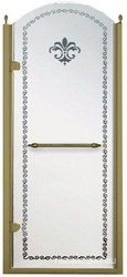 Дверь в нишу 900хh2166мм, "Левая" петли слева, (стекло матовое с прозрачным узором, 8мм, фурнит. цв.бронза), Retro XX