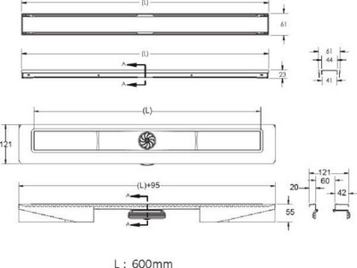 Душевой трап Berges Wasserhaus B1 Keramik, 60 см ZZ Berges Универсал 092117