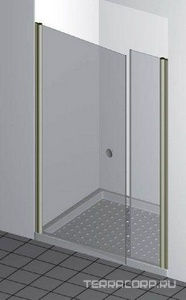 Дверь в нишу распашная с неподв. сегментом справа 160хh195см, (профиль цв.латунь LU, стекло прозрачное, ручки в компл., крепления слева),  ZZ Gaia Florance DB FL160BF LU Sx