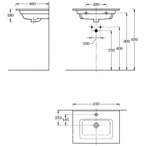 Раковина мебельная 65 см, для тумбы "" ZZ Kerama Marazzi Piano PI.wb.65