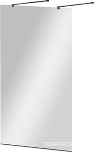 Душевая перегородка 1150хh1950мм, для 2-х стороннего входа, (стекло прозрач.8мм, поперечные кронштейны 750-1050мм, фурнит. цв.черный мат.),  ZZ Cezares Liberta LIBERTA-L-2-115-C-NERO