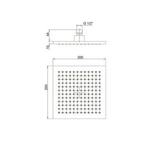 Душ верхний, стационарный, квадратный, 200х200мм, G 1/2, антикальц., (пластик цв.хром), Paini ZZ Paini Универсал 50CR759TCASQE