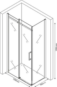 Душевая перегородка "Melita" 120x90xh195 см, профиль хром, стекло прозрачное ZZ Berges Универсал 061018