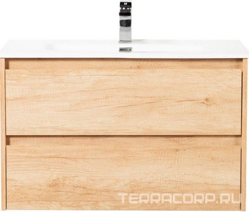 База под раковину подвесная с двумя выкатными ящиками, 810х460х515мм, без раковины, (цв.Rovere Nebrasca Nature),  ZZ BelBagno Kraft KRAFT-800-2C-SO-RNN