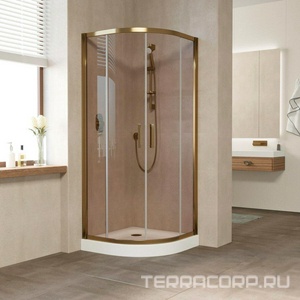 Душевое ограждение , 100*100*1900, профиль бронза, стекло бронза, БЕЗ поддона, покрытие BriteGuard, ZZ Vegas Glass ZS ZS 100 05 05 BriteGuard