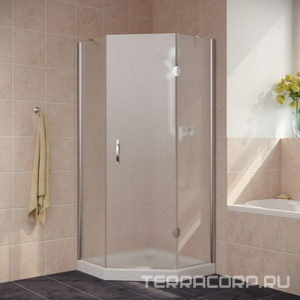 Душевое ограждение пятиугольное , 100*100*1900, правое, профиль глянцевый хром, стекло сатин, БЕЗ поддона ZZ Vegas Glass AFA-Pen AFA-Pen 0100 08 10  правое