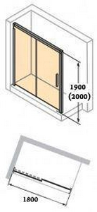 Дверь раздвижная с неподв. сегм. (стекло матовое Sand Plus 6мм, 1800хh2000, Soft-Open/Close, петли слева, профиль цв.мат.сереб), Huppe Aura 4уг.ZZ Huppe Huppe Aura elegance 401420730 087 315