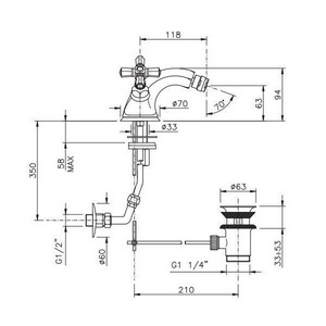 Смеситель для биде, с д/к, (цв. бронза),  ZZ Nicolazzi Teide Four 1934 BZ 45