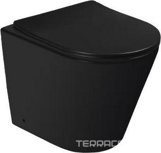 Унитаз подвесной 55х35см, безободковый, БЕЗ сиденья, крепёж арт.WB9N в компл., (цв.черный матовый),  ZZ Kerasan Nolita 531431