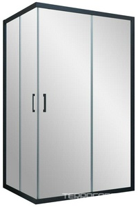 Душевое ограждение  NOVO, 120x100x190 см,  профиль черный матовый , стекло прозрачное, БЕЗ покрытия, ZZ Vegas Glass ZA-F ZA-F Novo 120*100 02М 01