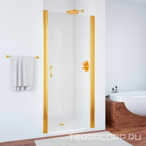 Дверь в нишу , 65x190 см, универсальное, профиль золото, стекло прозрачное ZZ Vegas Glass EP EP 0065 09 01