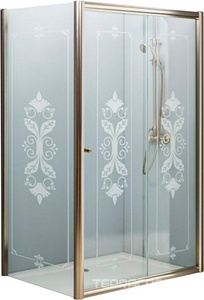 Душ.уголок 1200х900хh1950мм,прямоуг,одна сдвиж. дверь с неподв.сегм. и бок.стенкой, Правая/Левая,(ст.прозр.с мат.принтом 6мм, проф. бронза), GiubleoZZ Cezares Giubileo GIUBILEO-AH-1-120/90-SCORREVOLE-CP-Br