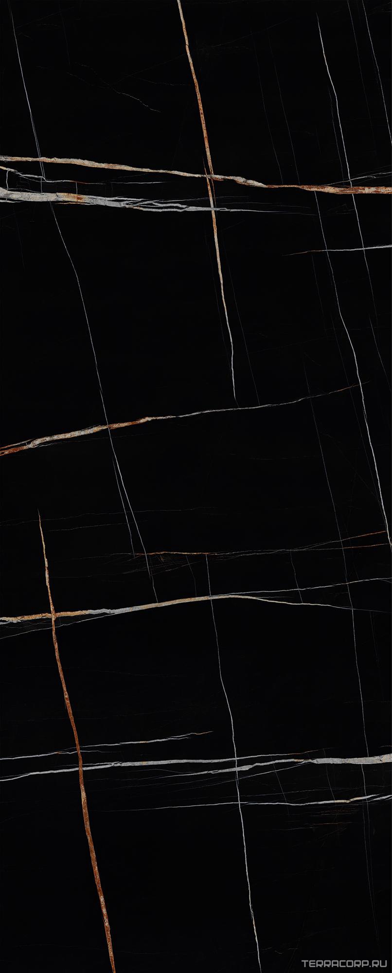 Керамогранит Laminam I Naturali Marmi Sahara Noir Extra Lucidato 5,6 мм ZZ 120x300 Черный, фото 7