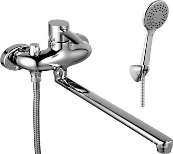 Смеситель для ванны/душа, с плоск. изливом 350мм,"ATLANTISS" боковой дивертор с керамич. пластинам, с аксессуарами, хром ZZ Lemark Atlantis LM3217C