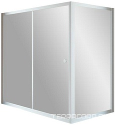 Шторка на ванну ZV+ZVF, 118x75x140 см, раздвижная с неподвижной боковой стороной, профиль хром матовый, стекло сатин, ZZ