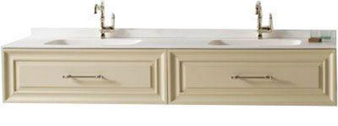 Столешница 210,5х51хh7см из минерального литья со встроенной раковиной на 3 отв. для смесителя, Biografia ZZ