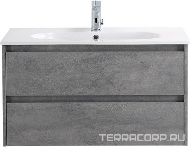 База под раковину подвесная с двумя выкатными ящиками, 1010х460хh515мм, без раковины, (цв.Cemento Grigio),  ZZ BelBagno Kraft KRAFT-1000-2C-SO-CG